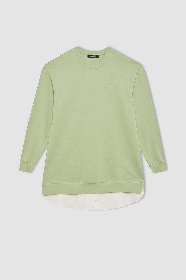 Regular Fit Bisiklet Yaka Basic Düz Sweatshirt Tunik A9529AX24AU - 7