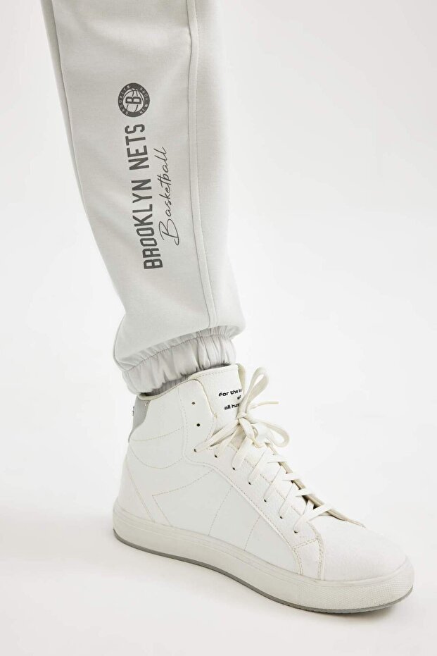 Fit Nba Brooklyn Nets Erkek Gri Skuba Dalgıç Kumaş Jogger Cepli Eşofman Altı C8924ax24au - 5