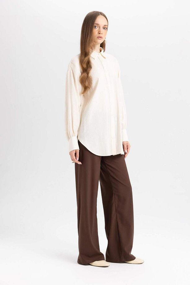 Wide Leg Geniş Paça Esnek Belli Bağcıklı Basic Düz Palazzo Pantolon C5628AX24AU - 3