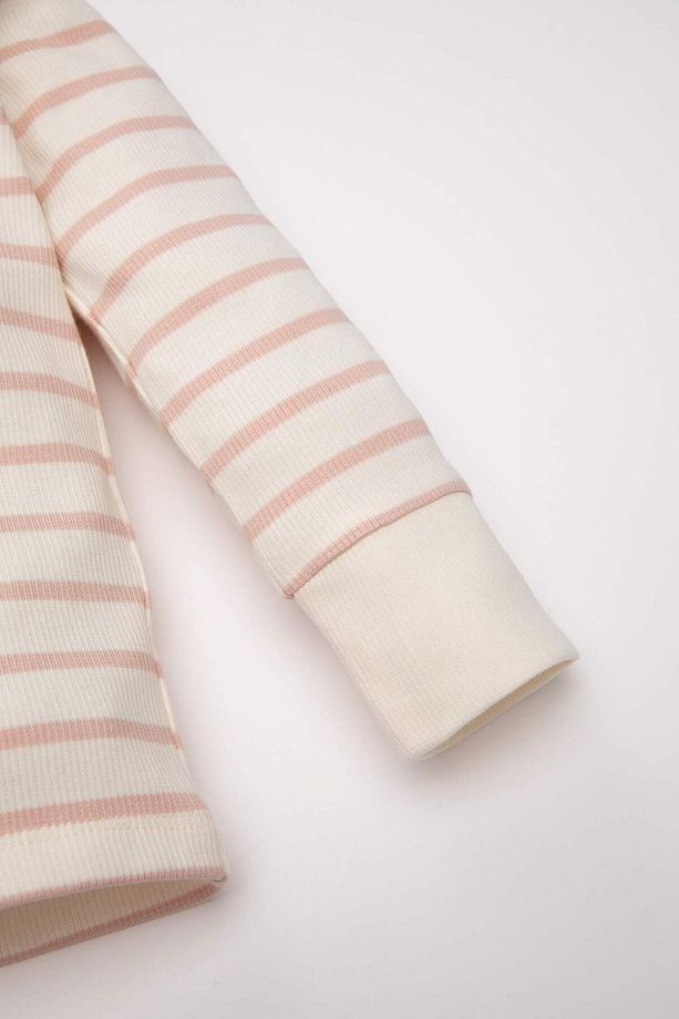 Kız Bebek Pijama Takımı Fitilli Kaşkorse Çizgili Uzun Kollu Üst Uzun Alt D3629A524WN - 4