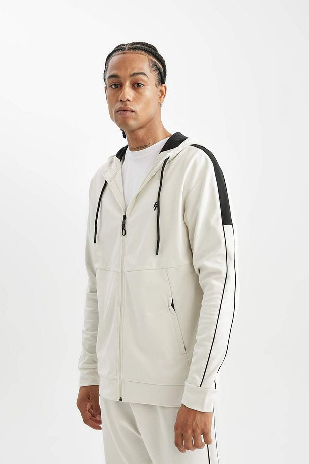 Defactofit Standart Fit Normal Kesim Skuba Dalgıç Kumaş Kapüşonlu Sporcu Fermuarlı Sweatshirt B4535a - 5