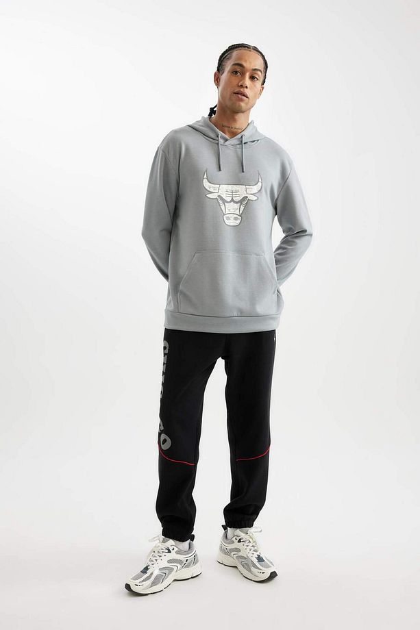DeFactoFit NBA Chicago Bulls Standart Fit Kapüşonlu Skuba Dalgıç Kumaş Sweatshirt D2568AX24AU - 2