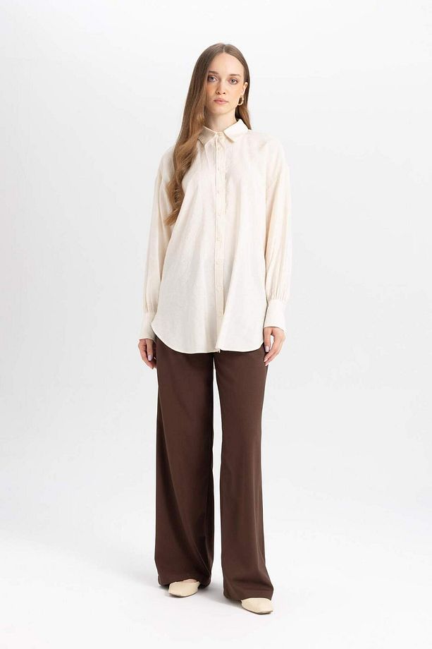 Wide Leg Geniş Paça Esnek Belli Bağcıklı Basic Düz Palazzo Pantolon C5628AX24AU - 1