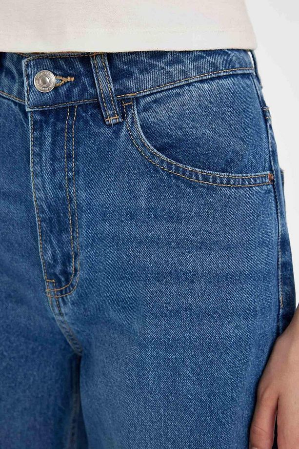 Straight Wide Yüksek Bel Düz Paça Uzun Jean Yıkamalı Pantolon D5045AX24CW - 5