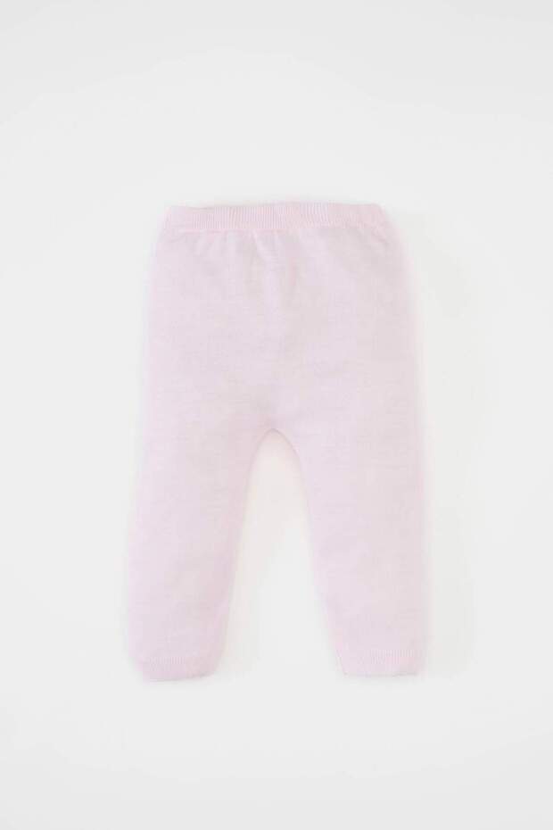 Kız Bebek 3'lü Takım Basic Düz Triko Kazak Beli Lastikli Alt Bere C9763A524WN - 2