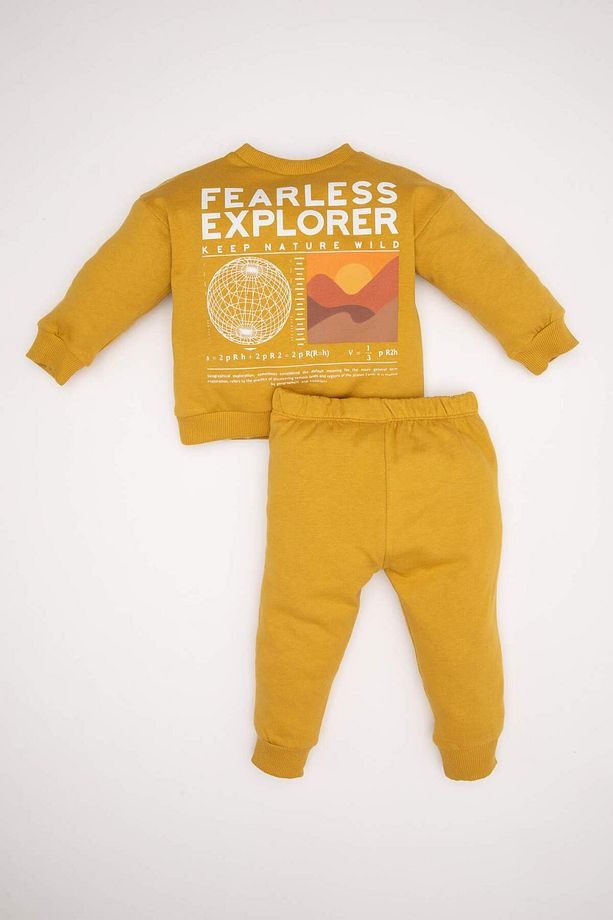 Erkek Bebek 2'li Takım Baskılı Bisiklet Yaka Sweatshirt Beli Lastikli Eşofman Altı D5938A524WN - 5