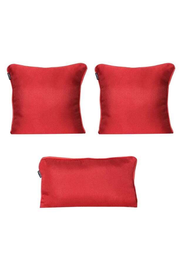 Shiny Corded Throw Pillow Red Set of 3