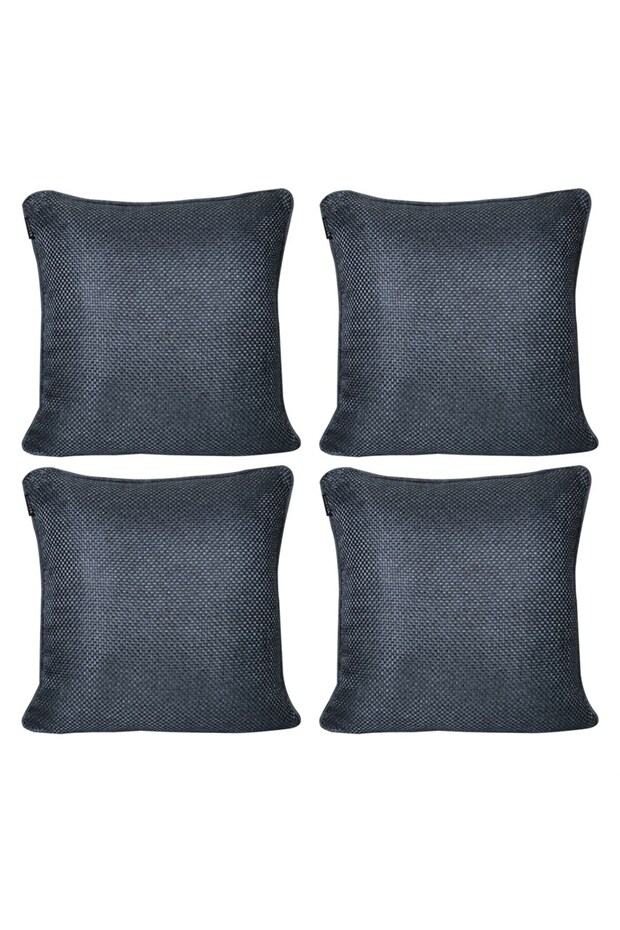 4-Piece Straw Textured Ribbed Double Sided Throw Pillow Cover Blue Black