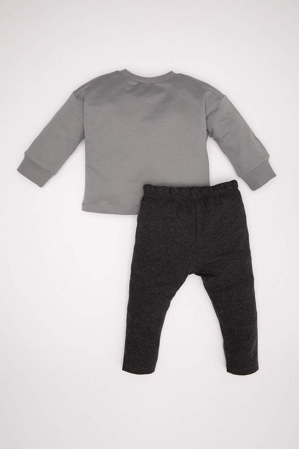 Erkek Bebek 2'li Takım Baskılı Sweatshirt Beli Lastikli Jogger Eşofman Altı D2937A524WN - 5