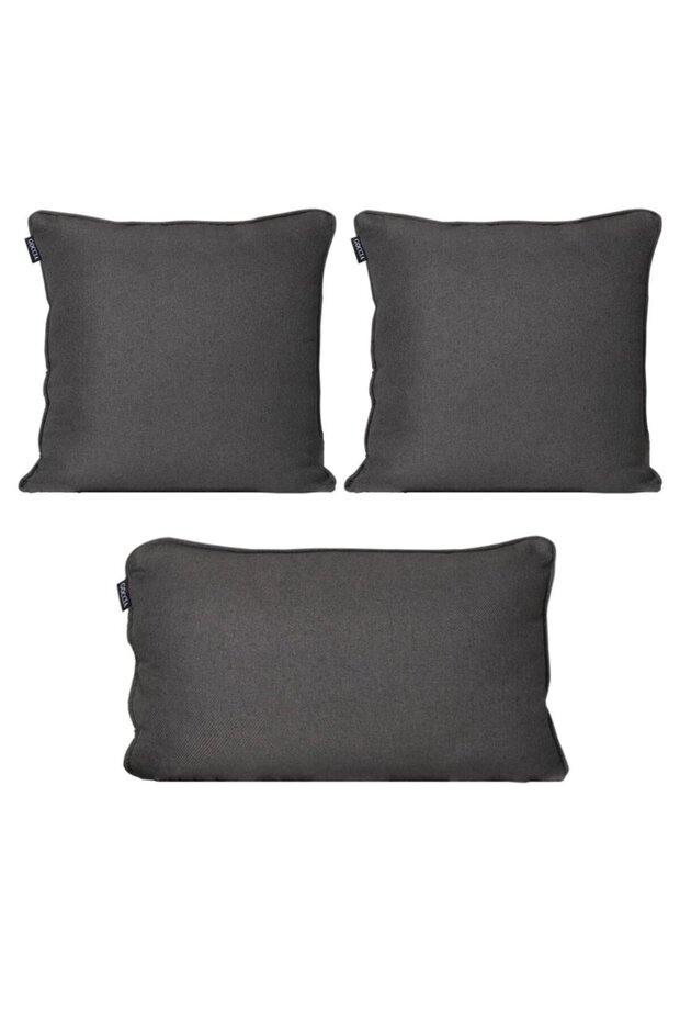 3-Piece Cushion Cover Cotton Textured Soft Sofa Backrest Gift Punch Can Be Made Anthracite