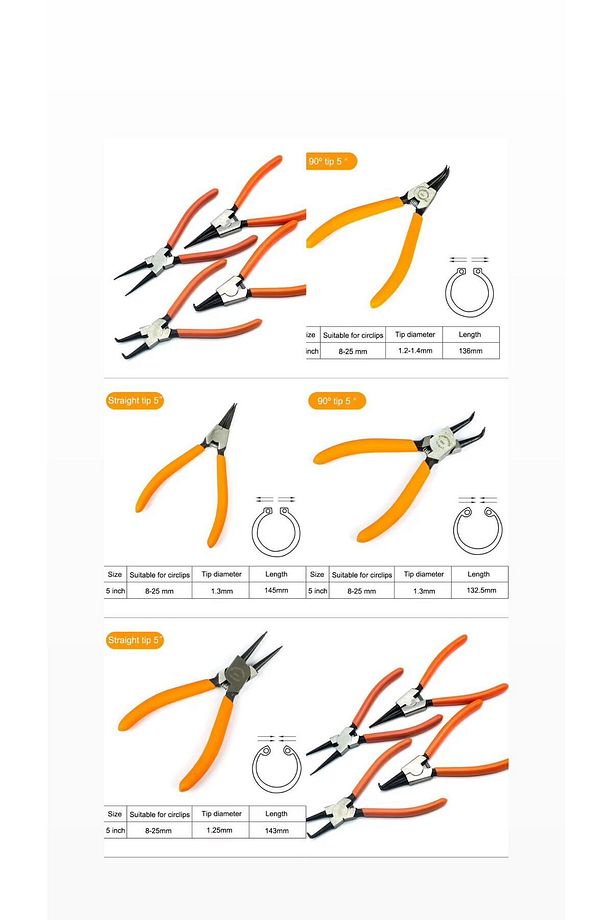 New Sekman Pensesi Seti 4 Adet 4'lü Set Segman 180 mm Profesyonel Ürün Tam Set Kaliteli Takım - 2