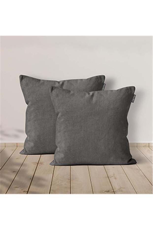 2-Piece Velvet Textured Throw Pillow Cover Gray