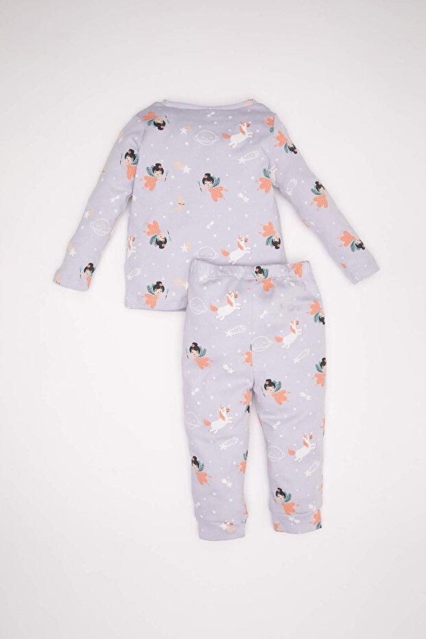 Kız Bebek Pijama Takım Desenli Uzun Kollu Üst Beli Lastikli Uzun Alt D3622A524WN - 4