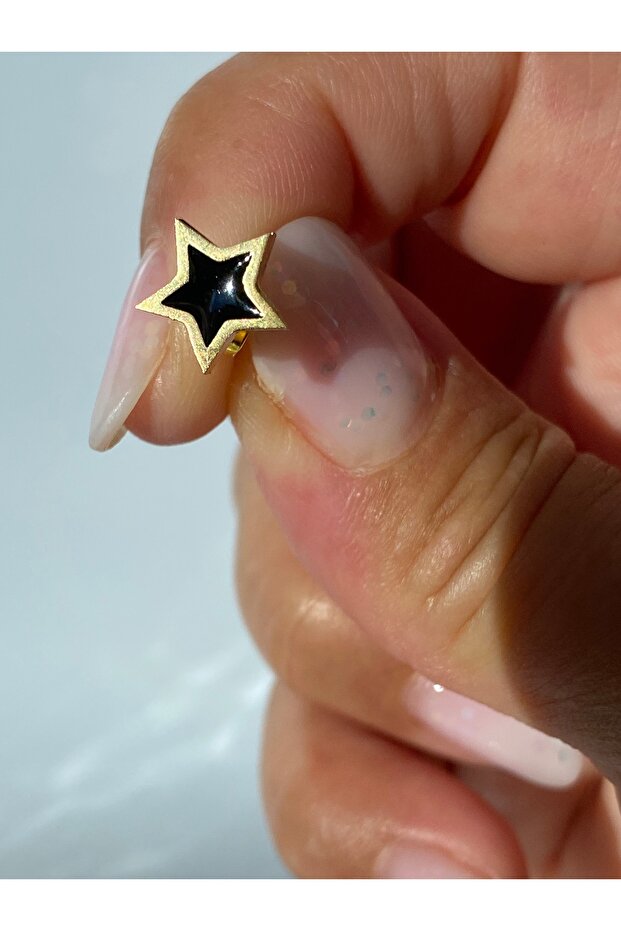 Çelik Küpe Tek Adet Erkek Çivi Yıldız Desenli - 3