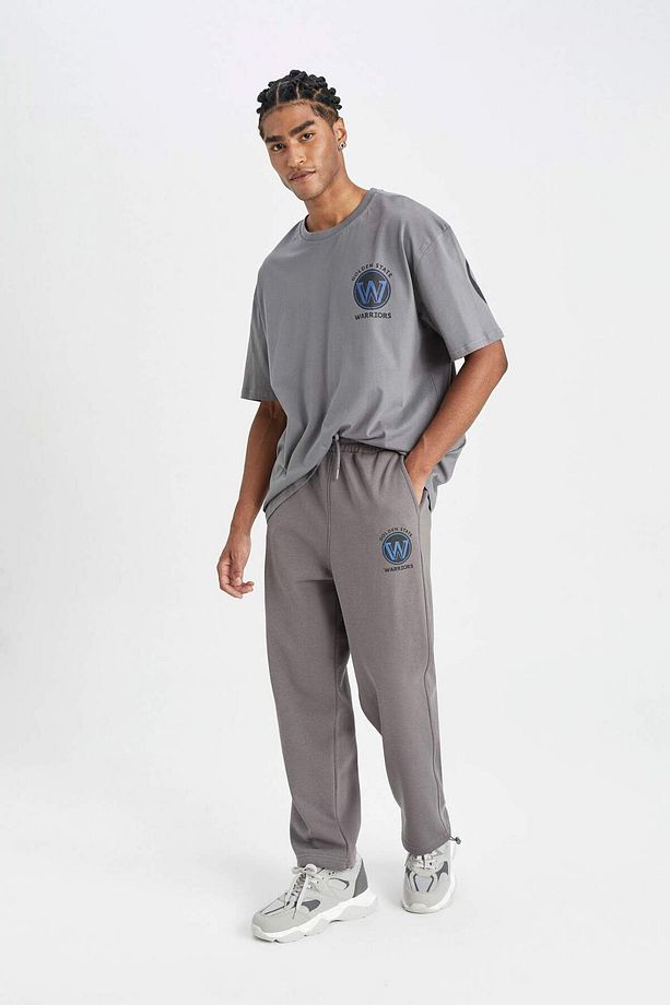 DeFactoFit NBA Golden State Warriors Jogger Eşofman Altı Wide Straight Cepli Düz Paça C9260AX24AU - 2