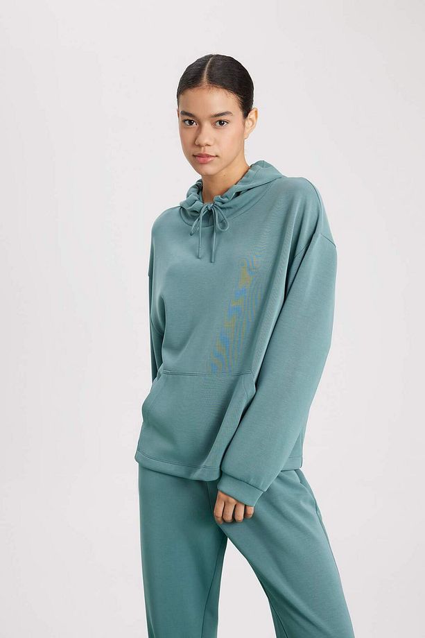 DeFactoFit Oversize Geniş Kalıp Modal Kapüşonlu Kanguru Cepli Sporcu Sweatshirt B5206AX24SP - 3