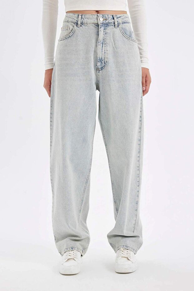 Baggy Fit Yüksek Bel Uzun Jean Pantolon D3894AX24HS - 4