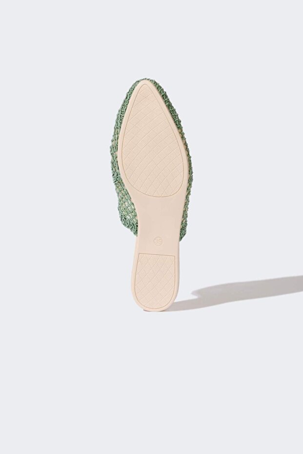 Kadın Düz Taban Hasır Görünümlü Terlik D5687AX24SM - 4