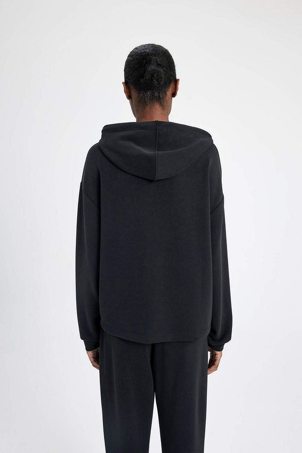 DeFactoFit Oversize Geniş Kalıp Modal Kapüşonlu Kanguru Cepli Sporcu Sweatshirt B5206AX24SP - 6