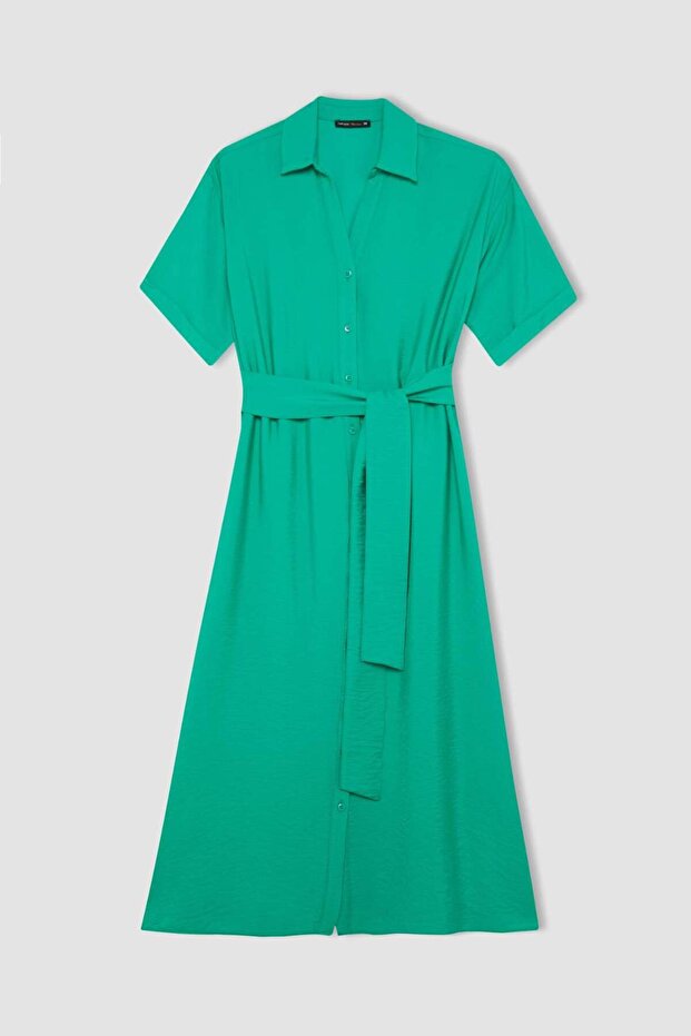 Regular Fit Gömlek Yaka Kısa Kollu Elbise D4055AXNS - 6