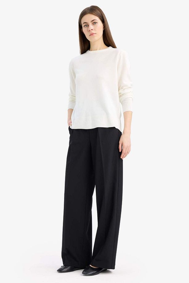 Siyah Regular Fit Yumuşak Dokulu Bisiklet Yaka Basic Düz Triko Kazak C0058AX24WN - 2