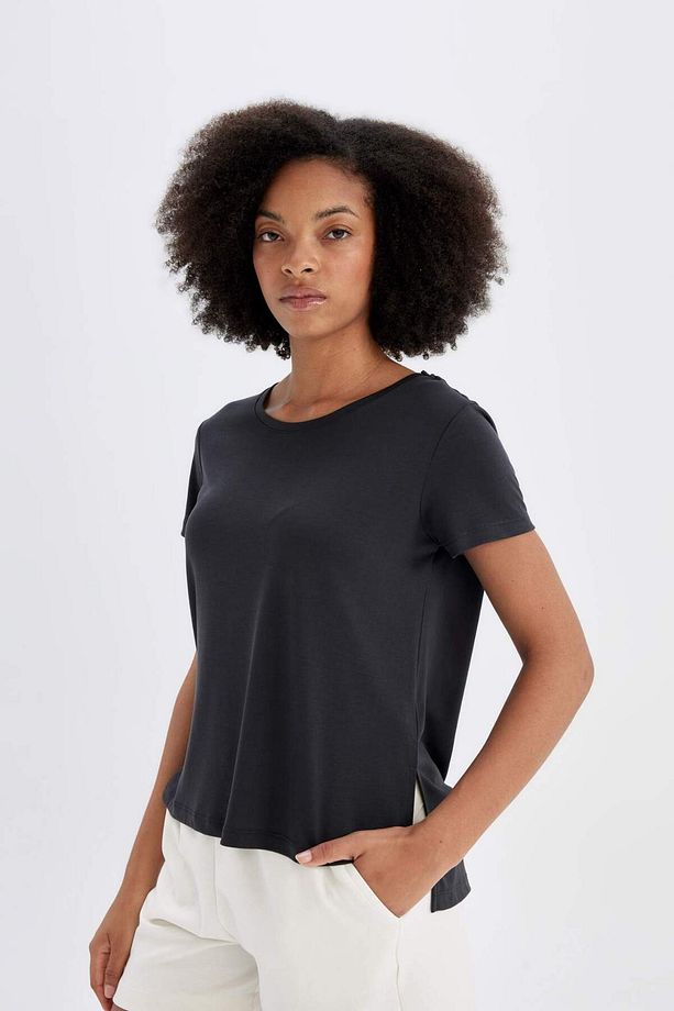 DeFactoFit Standart Fit Modal Bisiklet Yaka Sporcu Kısa Kollu Tişört C0193AX24SM - 5