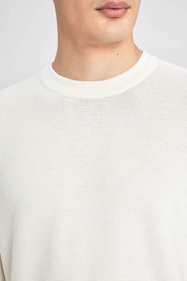 Standard Fit Normaler Schnitt Rundhals Basic Unifarben Strickpullover B9731AX24AU - 4