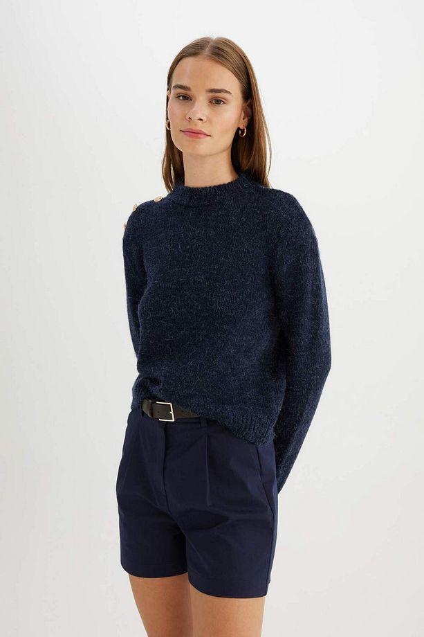 Regular Fit Yumuşak Dokulu Bisiklet Yaka Triko Kazak C9075AX24WN - 4