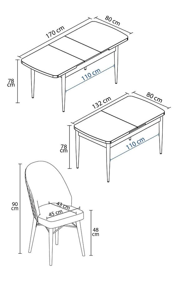 Calvin Beyaz Mermer Desen 80x132 Mdf Açılabilir Mutfak Masası Takımı 6 Adet Sandalye - 5