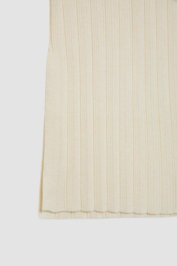 Coool Slim Fit Dar Kesim Basic Düz Yırtmaçlı Triko Midi Etek A2058AX24AU - 8