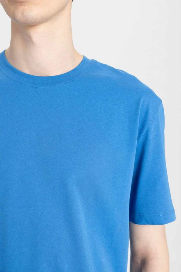 %100 Pamuk New Regular Fit Bisiklet Yaka Basic Düz Kısa Kollu Tişört V7699AZ24SP - 5