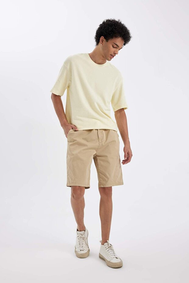 Regular Fit Gabardin Bermuda Şort D2899AX24HS - 3