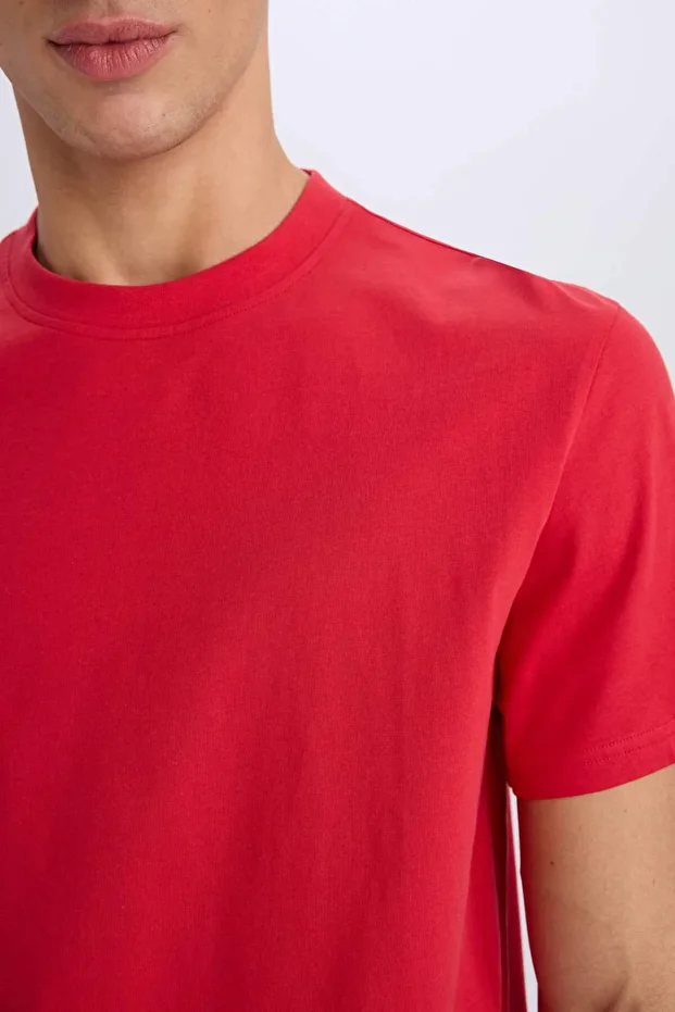 %100 Pamuk New Regular Fit Bisiklet Yaka Basic Düz Kısa Kollu Tişört V7699AZ24SP - 5