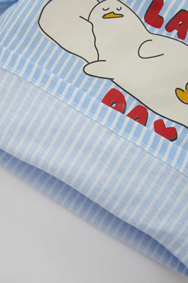 Erkek Bebek Pijama Takımı Penye Çizgili Kısa Kollu Üst Şort C5192a5 - 4