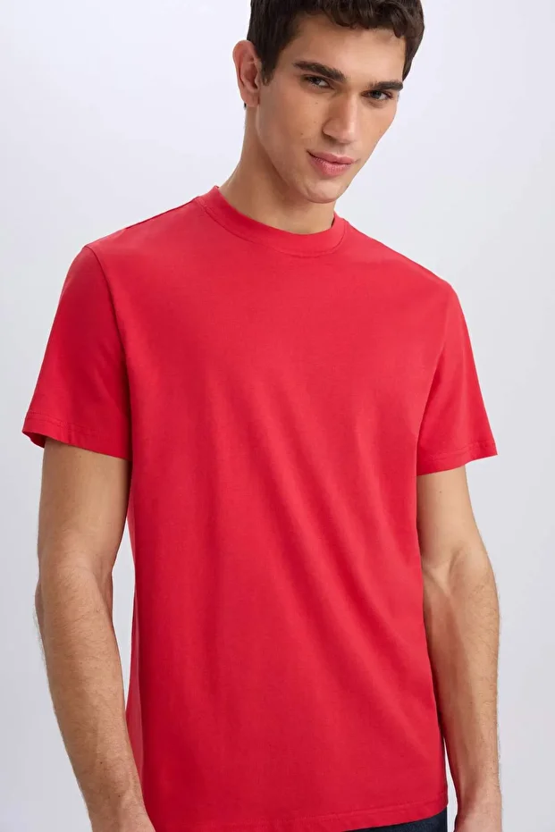 %100 Pamuk New Regular Fit Bisiklet Yaka Basic Düz Kısa Kollu Tişört V7699AZ24SP - 4