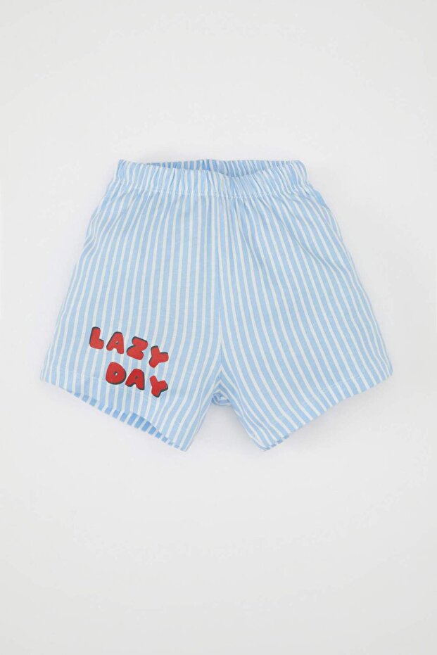 Erkek Bebek Pijama Takımı Penye Çizgili Kısa Kollu Üst Şort C5192a5 - 2