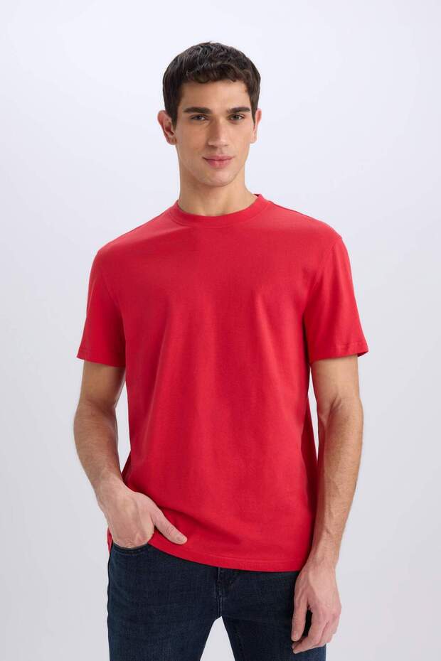 %100 Pamuk New Regular Fit Bisiklet Yaka Basic Düz Kısa Kollu Tişört V7699AZ24SP - 3