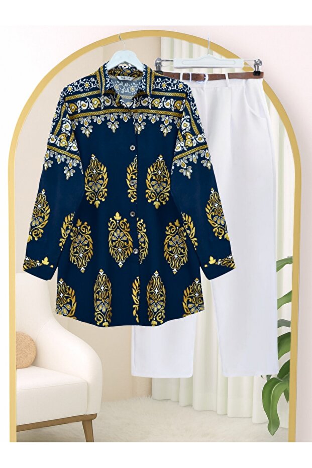 Oval Cut Buttoned Viscose Tunic - 1