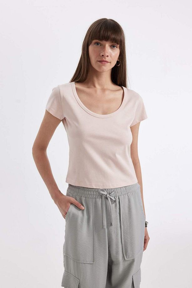 Regular Fit Bisiklet Yaka Penye Basic Düz Kısa Kollu Tişört D4455AX24HS - 3