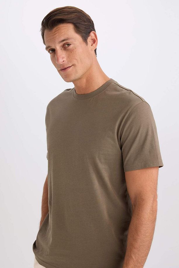 %100 Pamuk New Regular Fit Bisiklet Yaka Basic Düz Kısa Kollu Tişört V7699AZ25SP - 4