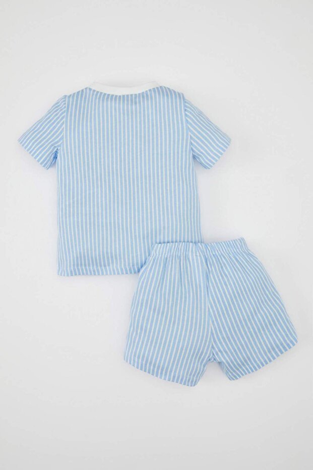 Erkek Bebek Pijama Takımı Penye Çizgili Kısa Kollu Üst Şort C5192a5 - 5