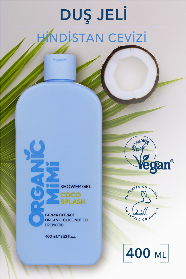 ORGANİC MİMİ Duş Jeli Coco Splash Nemlendirici Vücut Şampuanı | Vegan Duş Jeli ve Kadın Vücut Bakımı Ürünü 400 ml