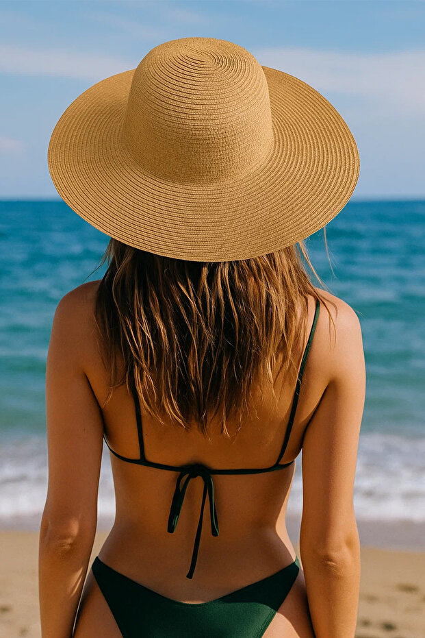 Imported Camel Adjustable Wide Straw Hat - 2