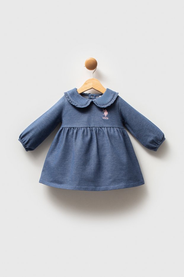 Licensed Baby Girl Denim Doll Collar Dress