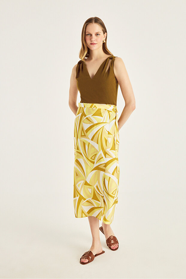 تنورة منقوشة مزدوجة الصدر - 2