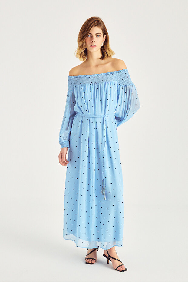 Rochie lungă cu guler tip Madonna - 2