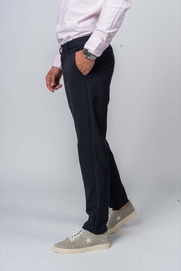 بنطلون تقني من مزيج مطاطي - أزرق داكن - 3