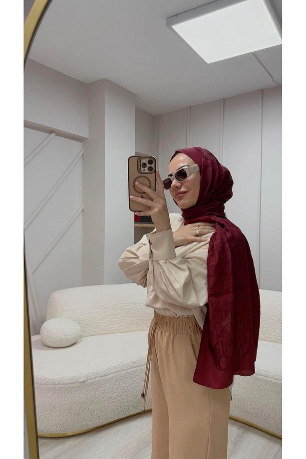 Monogram Shiny Jakar Şal Bordo - 2