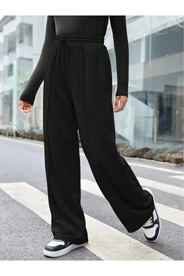 LOOSE LEG CASUAL SWEATPANTS BLACK