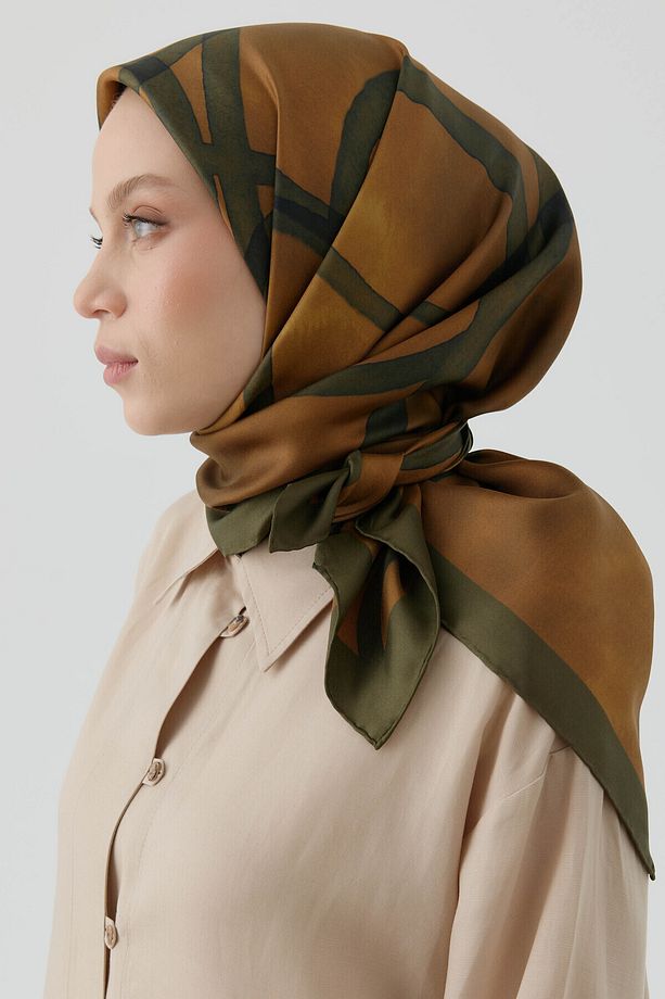 İnhina Twill İpek Eşarp - Bronz - 4